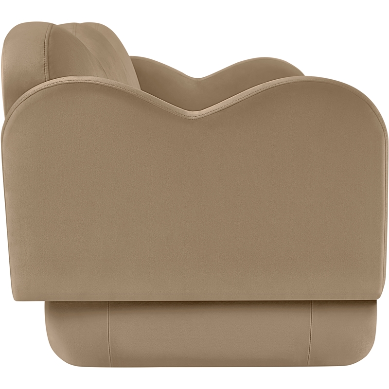 Bowery Hill Contemporary Solid Wood Frame Camel Durable Velvet Sofa