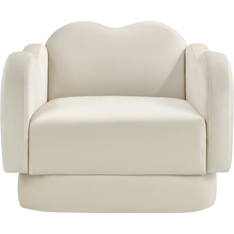 Bowery Hill Contemporary Solid Wood Frame Cream Durable Velvet Chair