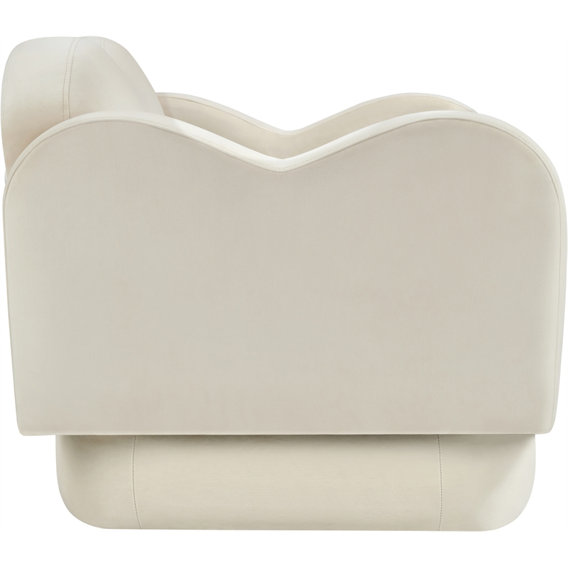 Bowery Hill Contemporary Solid Wood Frame Cream Durable Velvet Chair
