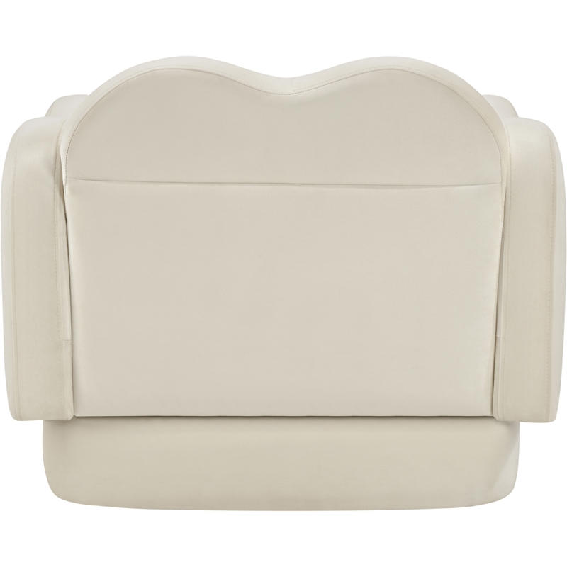 Bowery Hill Contemporary Solid Wood Frame Cream Durable Velvet Chair