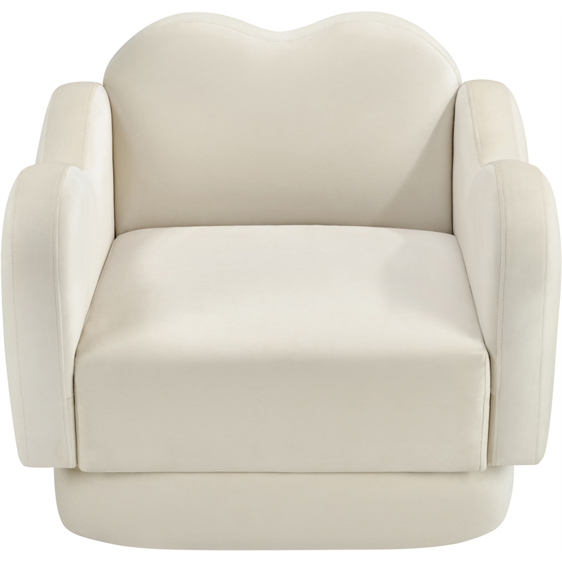 Bowery Hill Contemporary Solid Wood Frame Cream Durable Velvet Chair