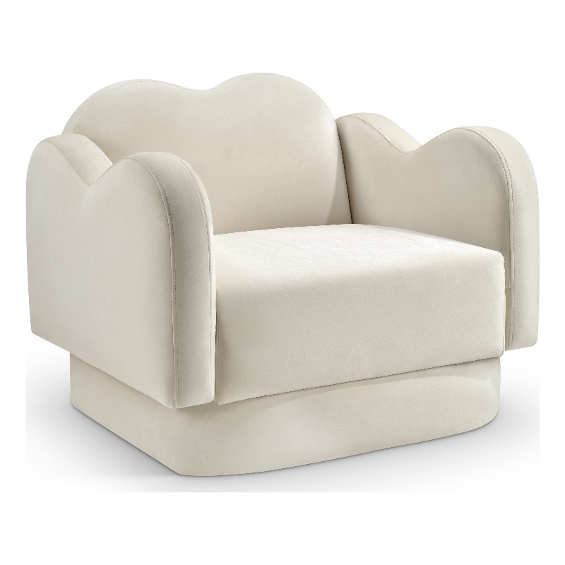 Bowery Hill Contemporary Solid Wood Frame Cream Durable Velvet Chair