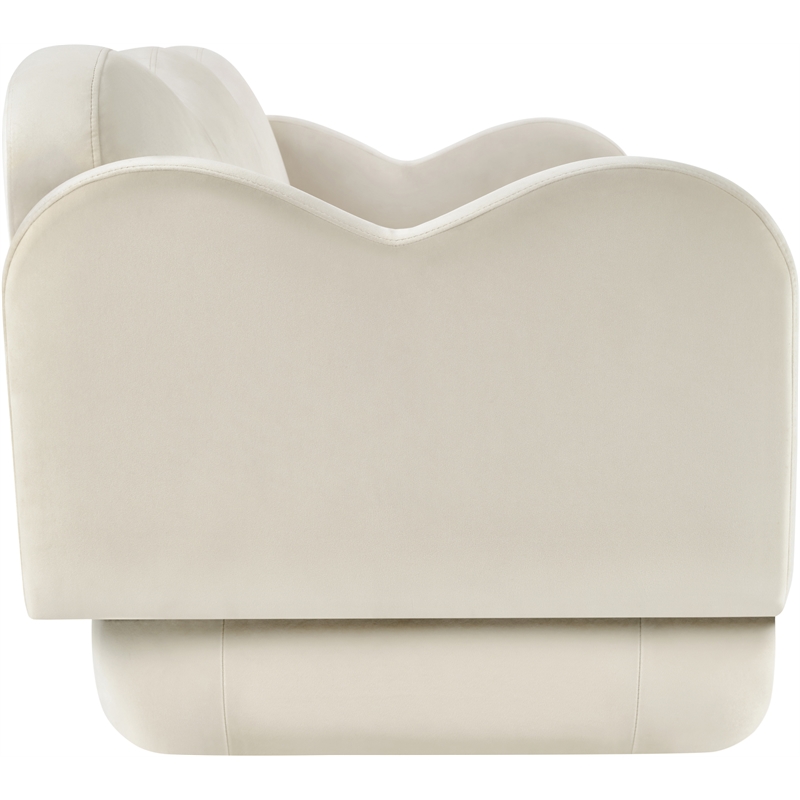 Bowery Hill Contemporary Solid Wood Frame Cream Durable Velvet Sofa