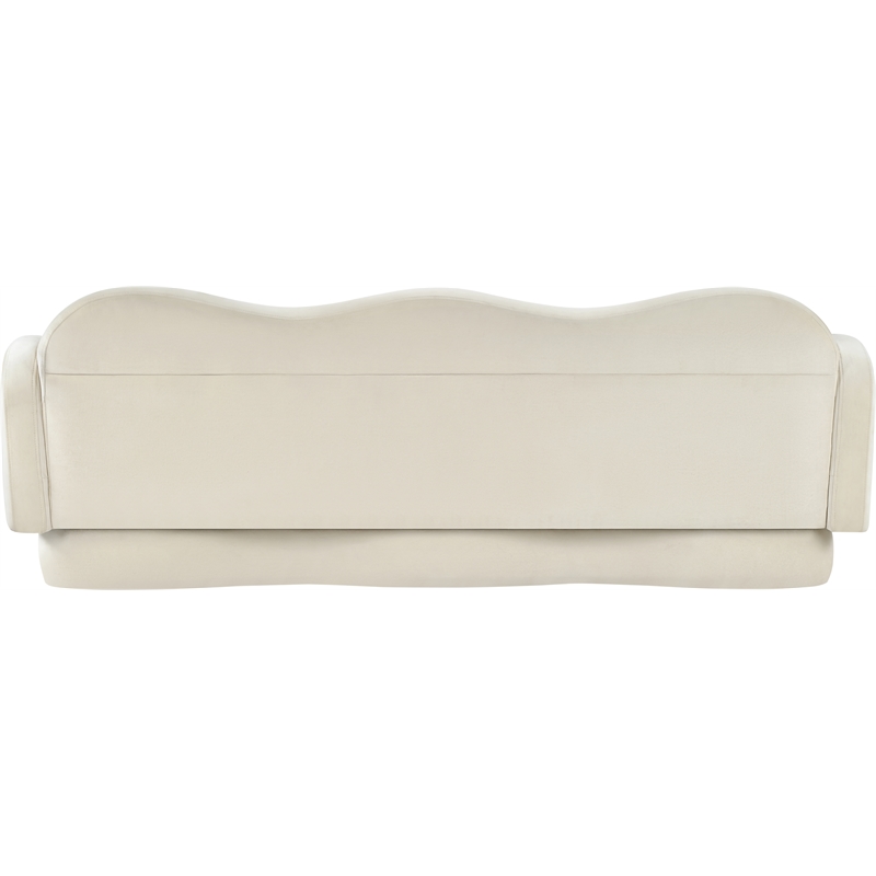 Bowery Hill Contemporary Solid Wood Frame Cream Durable Velvet Sofa