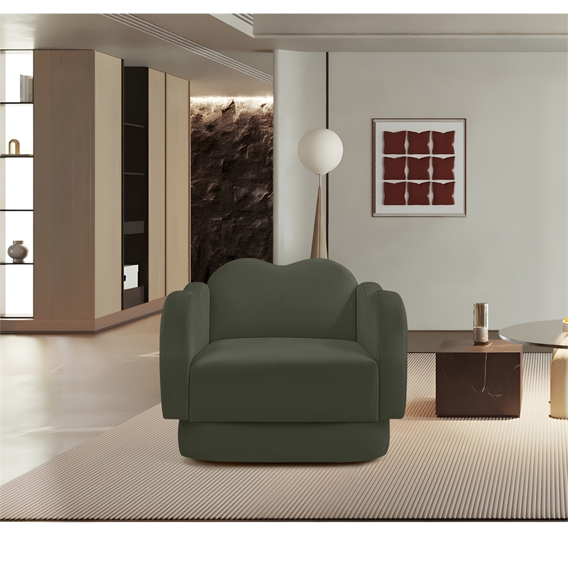 Bowery Hill Contemporary Solid Wood Frame Green Durable Velvet Chair
