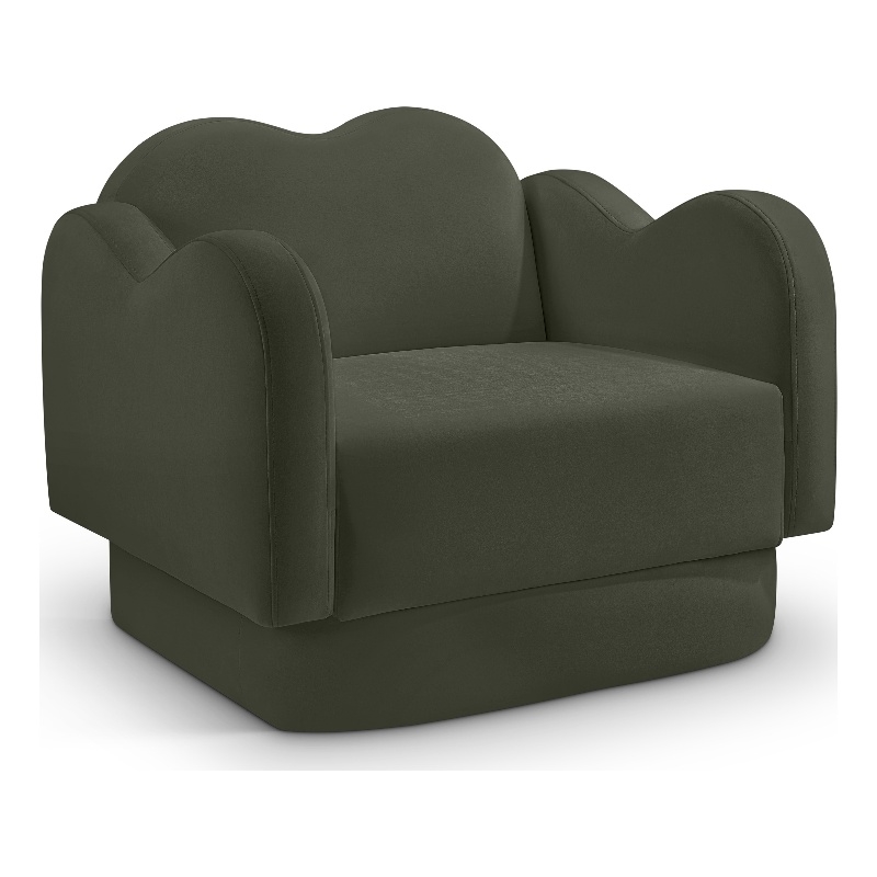 Bowery Hill Contemporary Solid Wood Frame Green Durable Velvet Chair