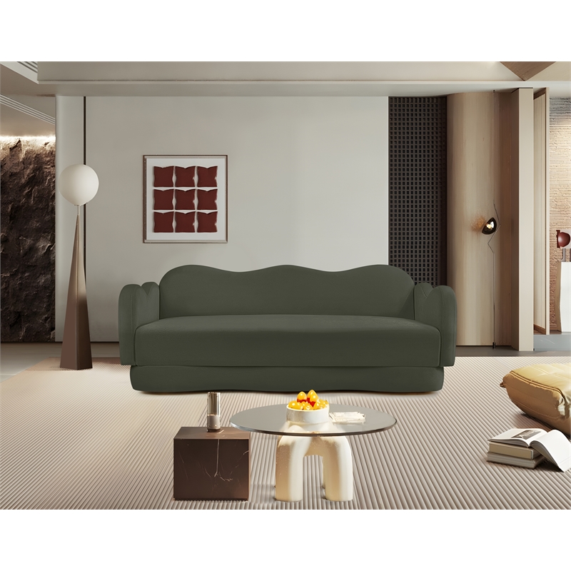 Bowery Hill Contemporary Solid Wood Frame Green Durable Velvet Sofa