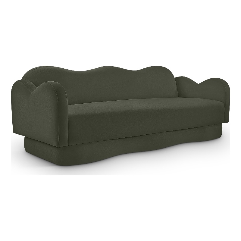 Bowery Hill Contemporary Solid Wood Frame Green Durable Velvet Sofa