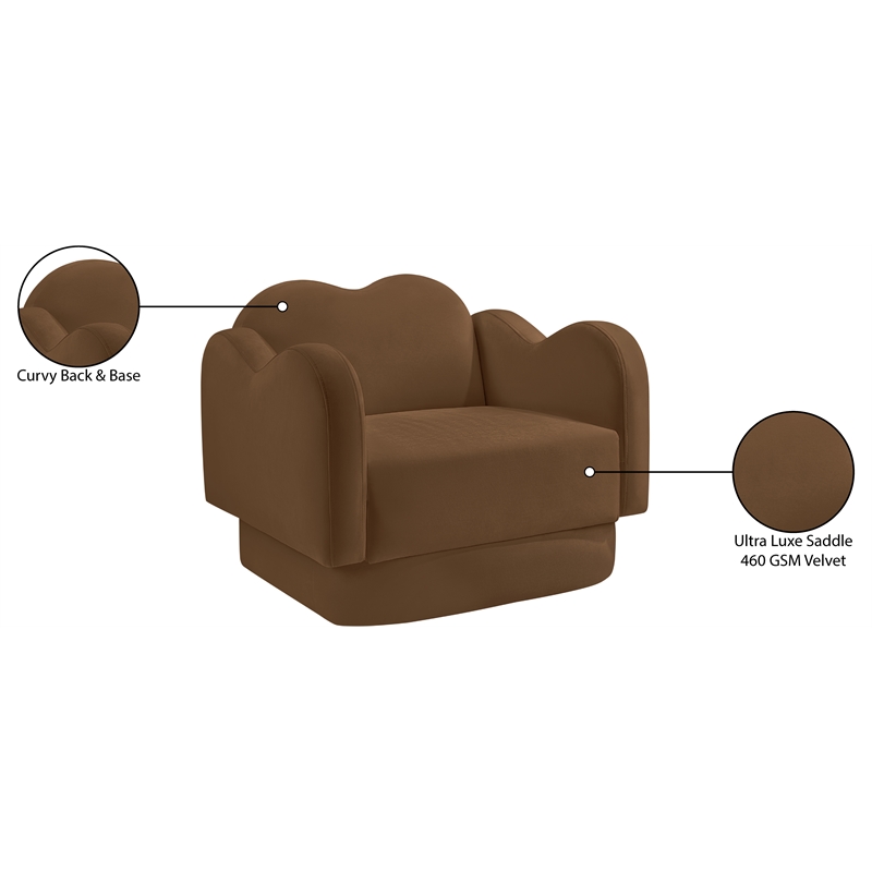 Bowery Hill Contemporary Solid Wood Frame Saddle Durable Velvet Chair