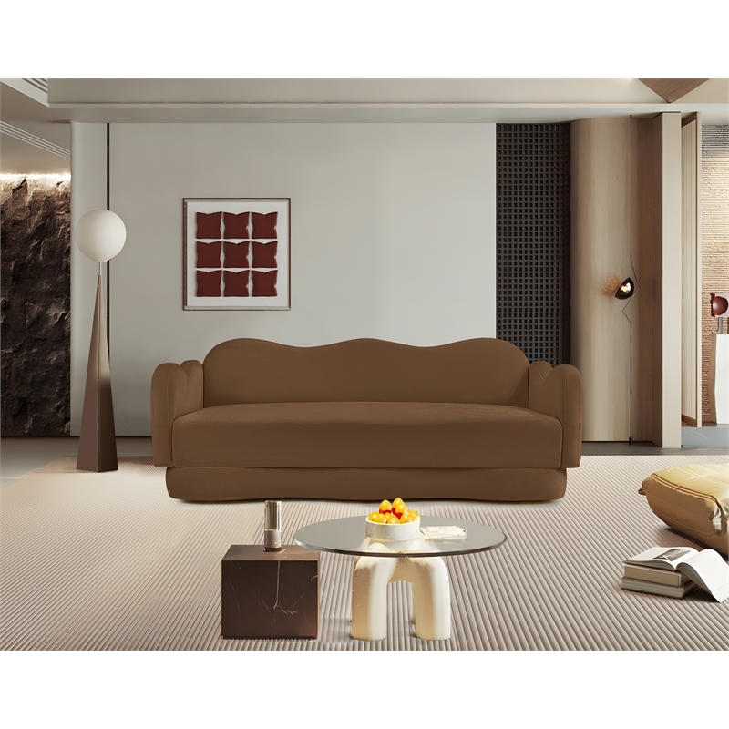 Bowery Hill Contemporary Solid Wood Frame Saddle Durable Velvet Sofa