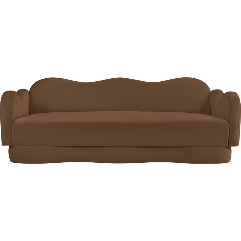 Bowery Hill Contemporary Solid Wood Frame Saddle Durable Velvet Sofa