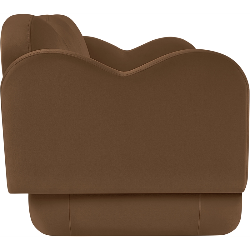 Bowery Hill Contemporary Solid Wood Frame Saddle Durable Velvet Sofa