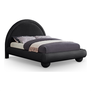 Bowery Hill Contemporary Black Durable Velvet Full Bed with Ball Shaped Legs