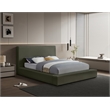 Bowery Hill Contemporary Green Velvet Full Fully Slatted Bed