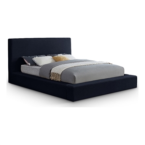 Bowery Hill Contemporary Navy Durable Velvet King Fully Slatted Bed