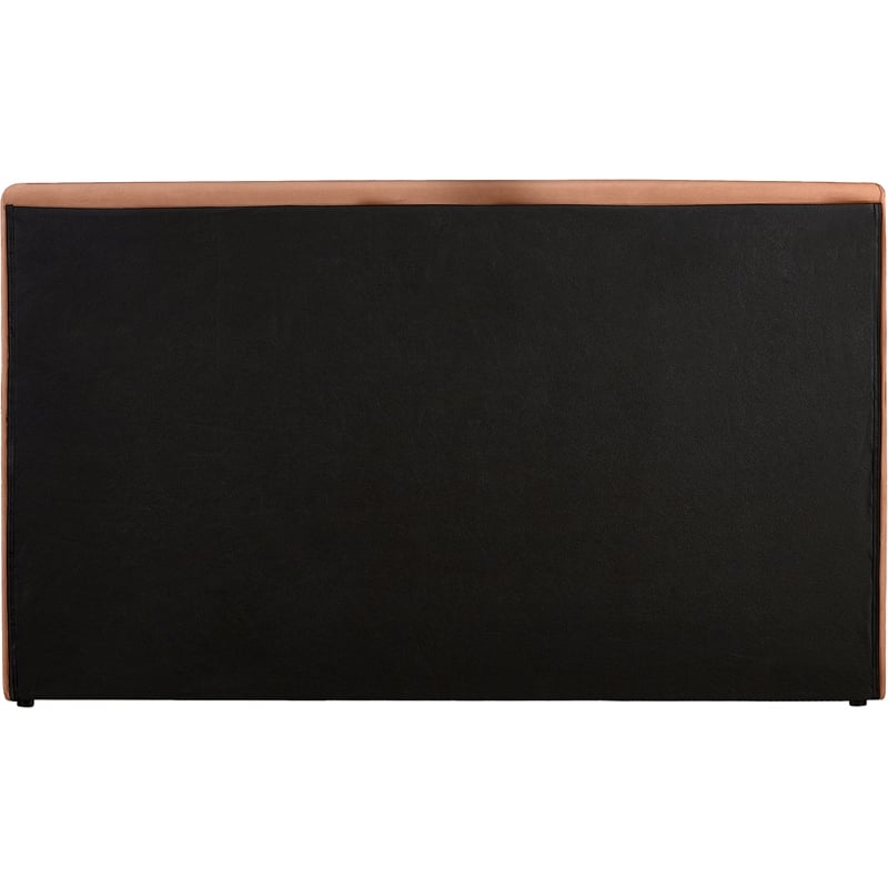 Bowery Hill Contemporary Cognac Velvet Queen Fully Slatted Bed