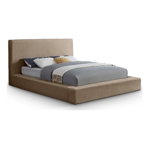 Bowery Hill Contemporary Taupe Velvet King Fully Slatted Bed