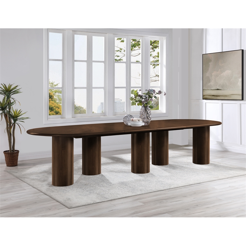 Bowery Hill Contemporary Brown Wood and Oak Veneer Dining Table