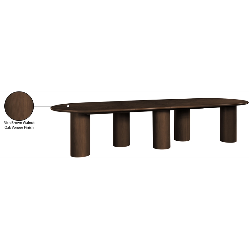 Bowery Hill Contemporary Brown Wood and Oak Veneer Dining Table
