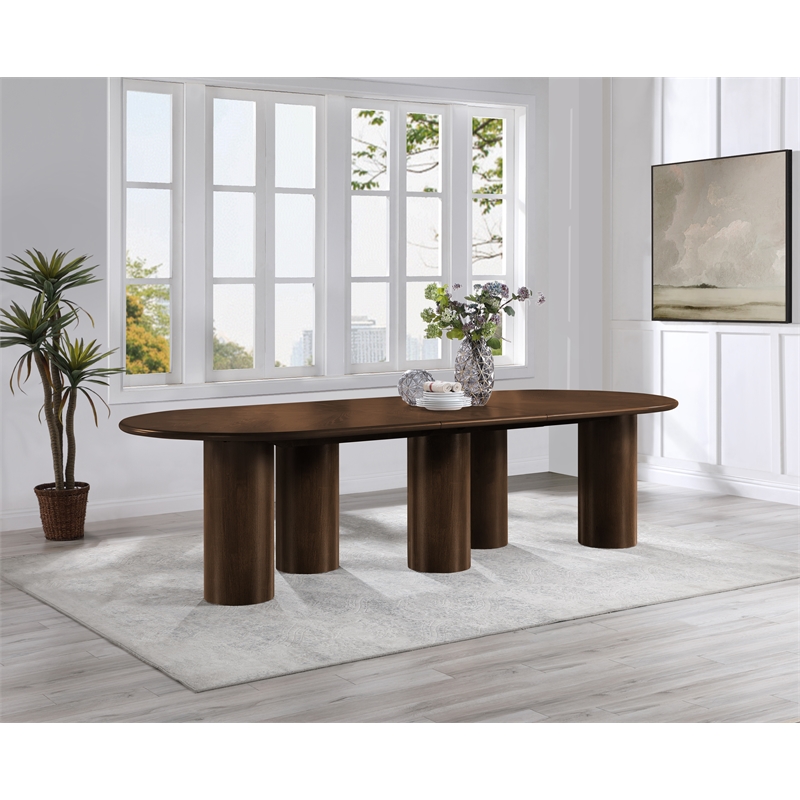Bowery Hill Contemporary Brown Wood and Oak Veneer Dining Table