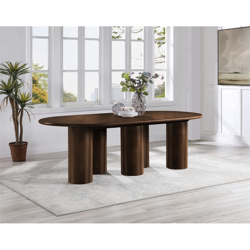 Bowery Hill Contemporary Brown Wood and Oak Veneer Dining Table