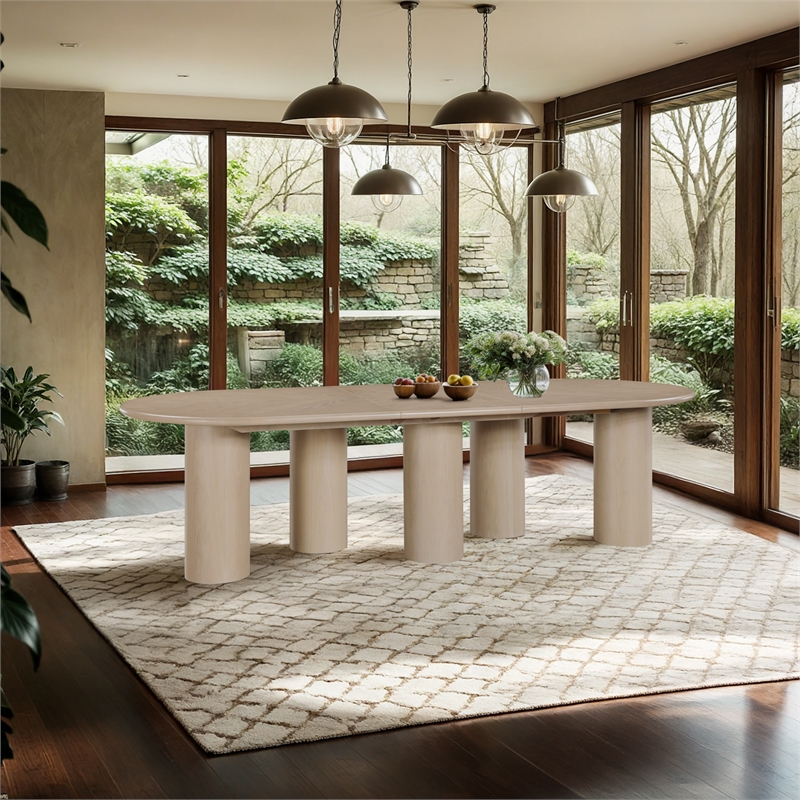 Bowery Hill Contemporary Oak Wood and Oak Veneer Dining Table