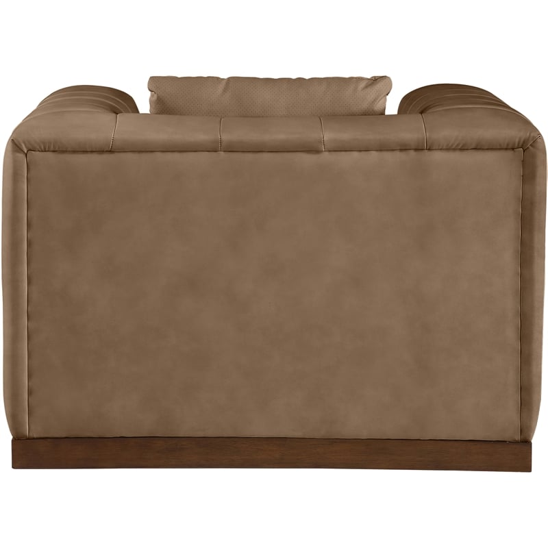 Bowery Hill Contemporary Deep Channel Tufted Soft Brown Vegan Leather Chair