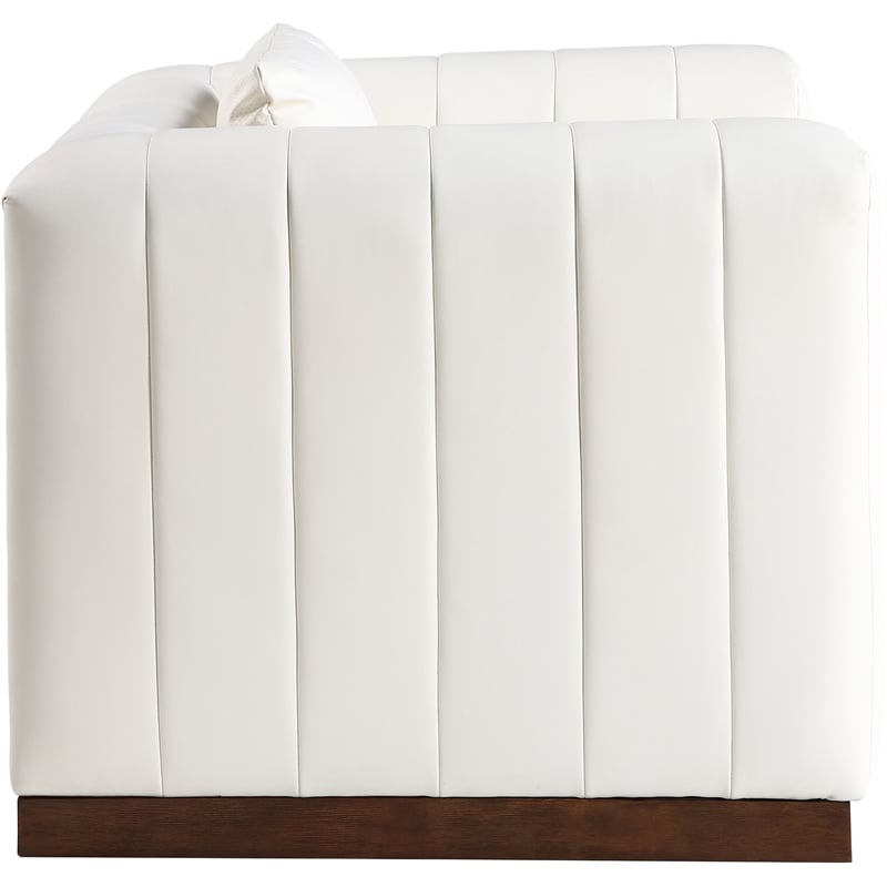 Bowery Hill Contemporary Deep Channel Tufted Soft Cream Vegan Leather Chair