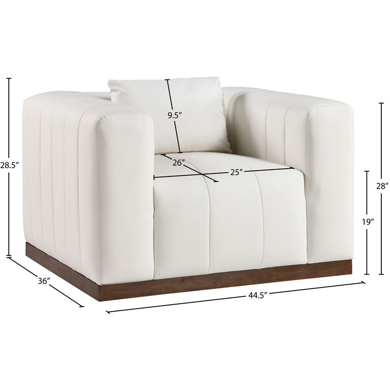 Bowery Hill Contemporary Deep Channel Tufted Soft Cream Vegan Leather Chair