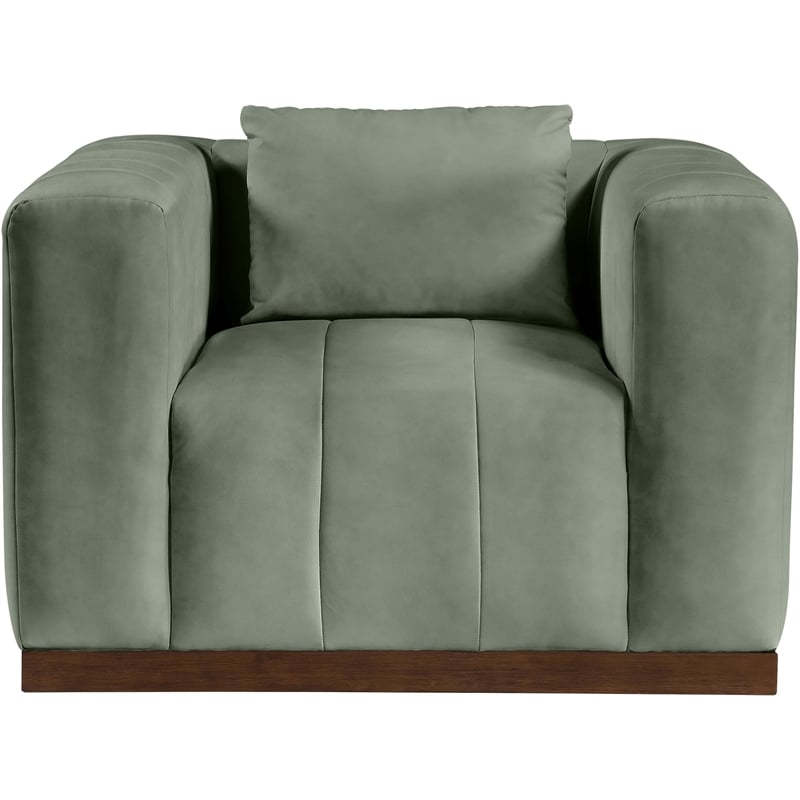 Bowery Hill Contemporary Deep Channel Tufted Soft Green Vegan Leather Chair