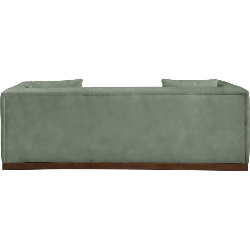 Bowery Hill Contemporary Deep Channel Tufted Soft Green Vegan Leather Sofa