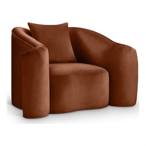Bowery Hill Contemporary Rich Curves Cognac Durable Velvet Accent Chair