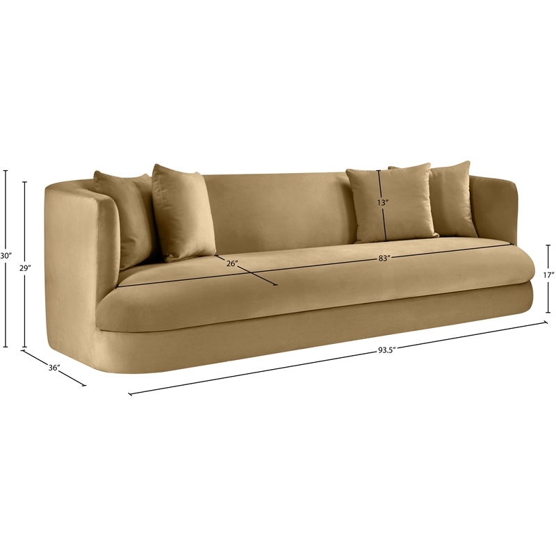 Bowery Hill Contemporary Solid Wood Frame Camel Durable Velvet Sofa