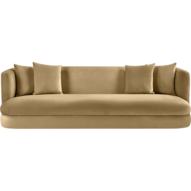 Bowery Hill Contemporary Solid Wood Frame Camel Durable Velvet Sofa