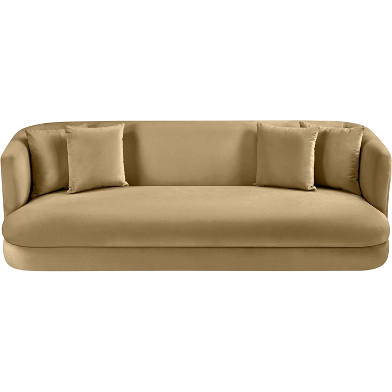 Bowery Hill Contemporary Solid Wood Frame Camel Durable Velvet Sofa