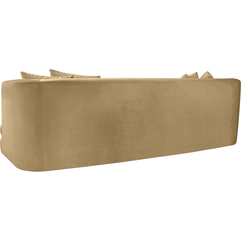 Bowery Hill Contemporary Solid Wood Frame Camel Durable Velvet Sofa
