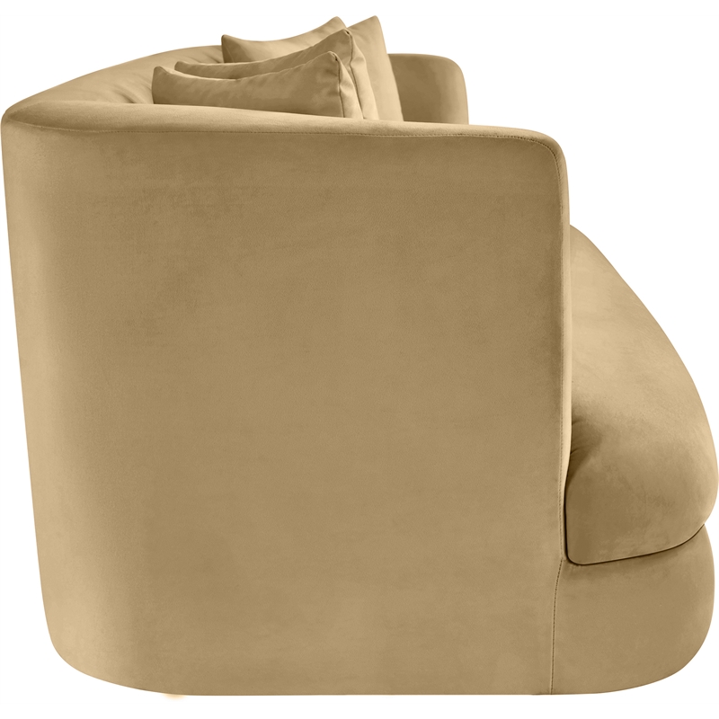 Bowery Hill Contemporary Solid Wood Frame Camel Durable Velvet Sofa
