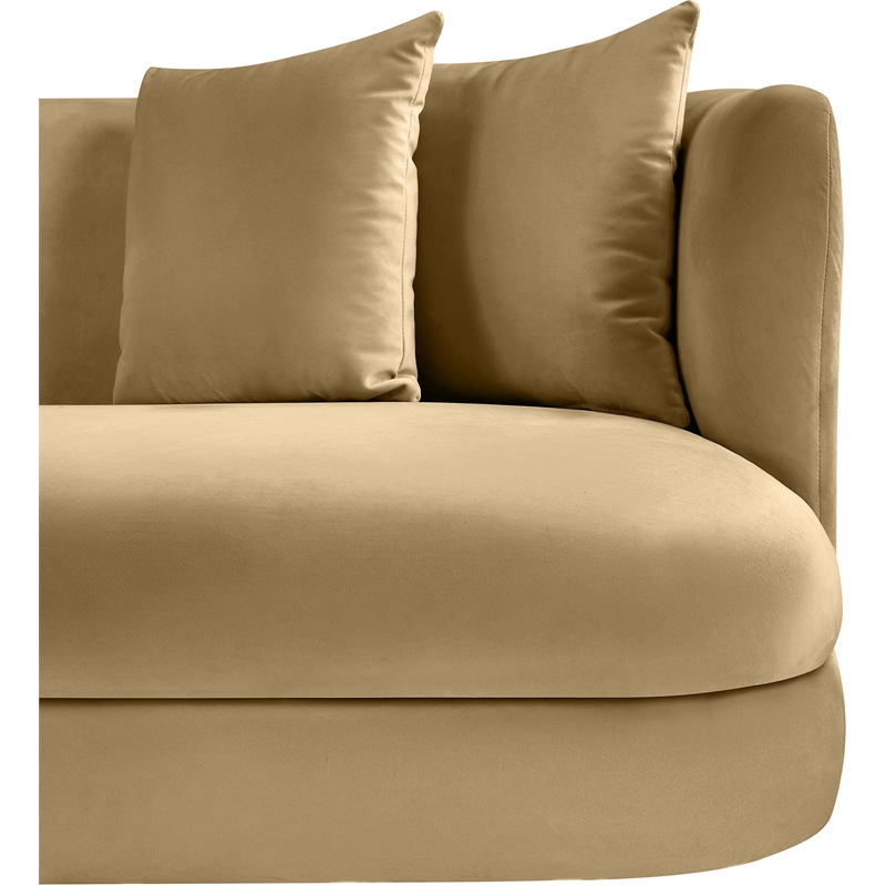 Bowery Hill Contemporary Solid Wood Frame Camel Durable Velvet Sofa