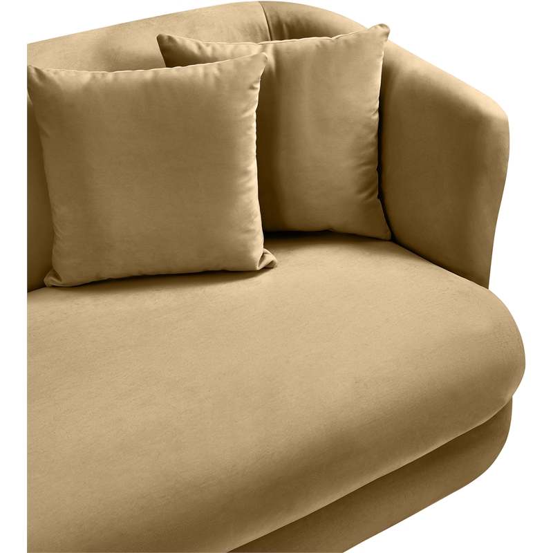 Bowery Hill Contemporary Solid Wood Frame Camel Durable Velvet Sofa