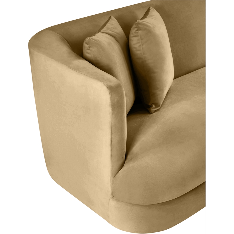 Bowery Hill Contemporary Solid Wood Frame Camel Durable Velvet Sofa