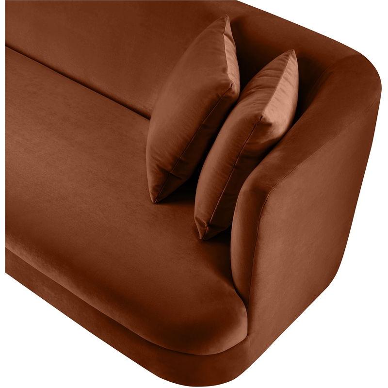 Bowery Hill Contemporary Solid Wood Frame Cognac Durable Velvet Sofa