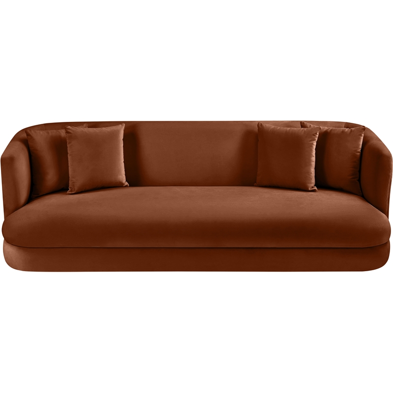 Bowery Hill Contemporary Solid Wood Frame Cognac Durable Velvet Sofa