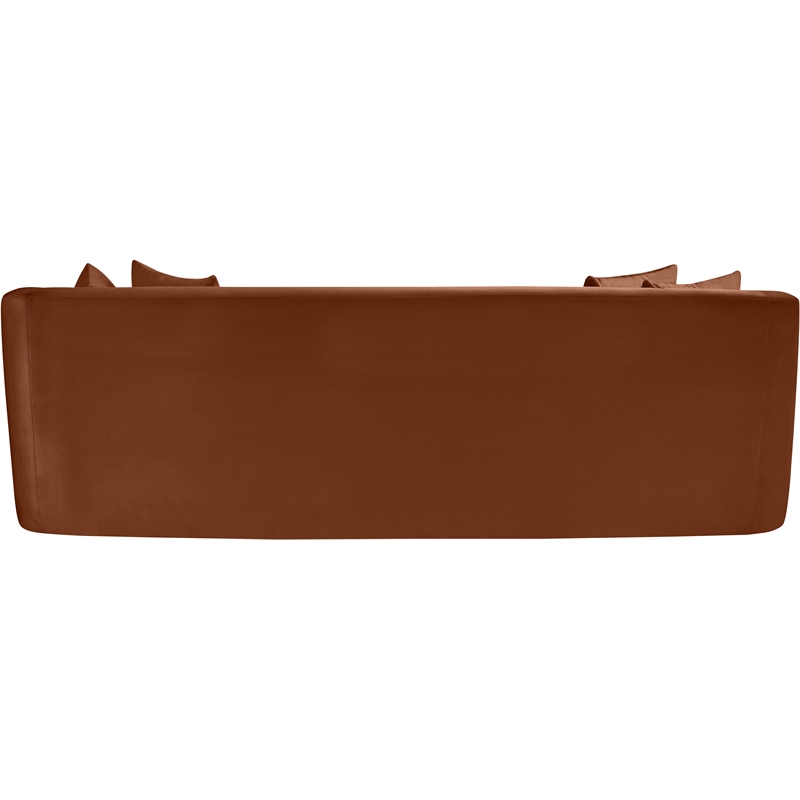 Bowery Hill Contemporary Solid Wood Frame Cognac Durable Velvet Sofa