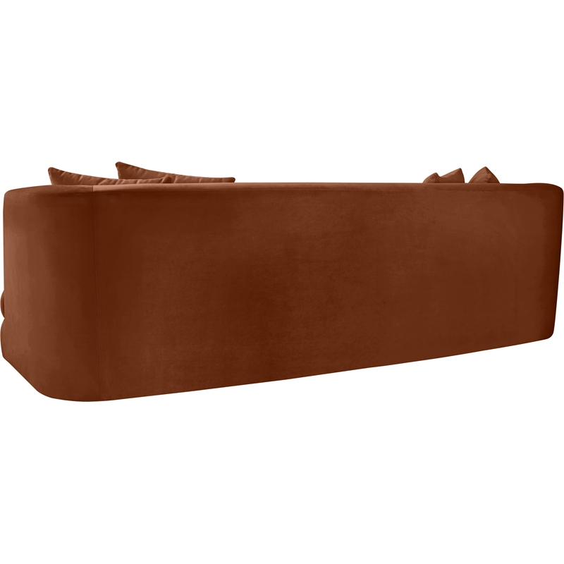 Bowery Hill Contemporary Solid Wood Frame Cognac Durable Velvet Sofa