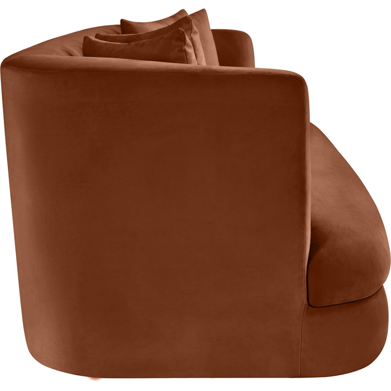 Bowery Hill Contemporary Solid Wood Frame Cognac Durable Velvet Sofa