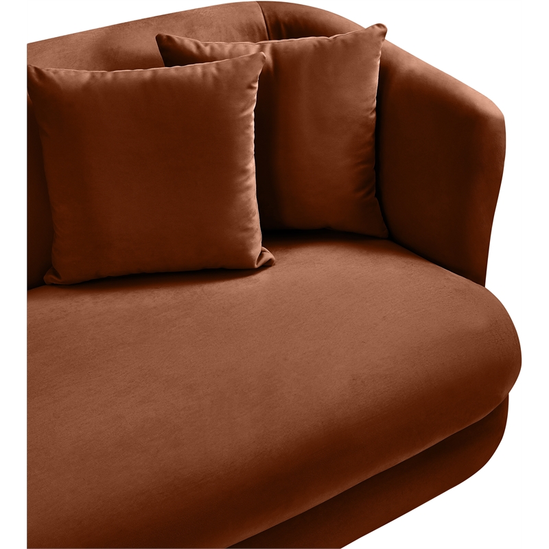 Bowery Hill Contemporary Solid Wood Frame Cognac Durable Velvet Sofa