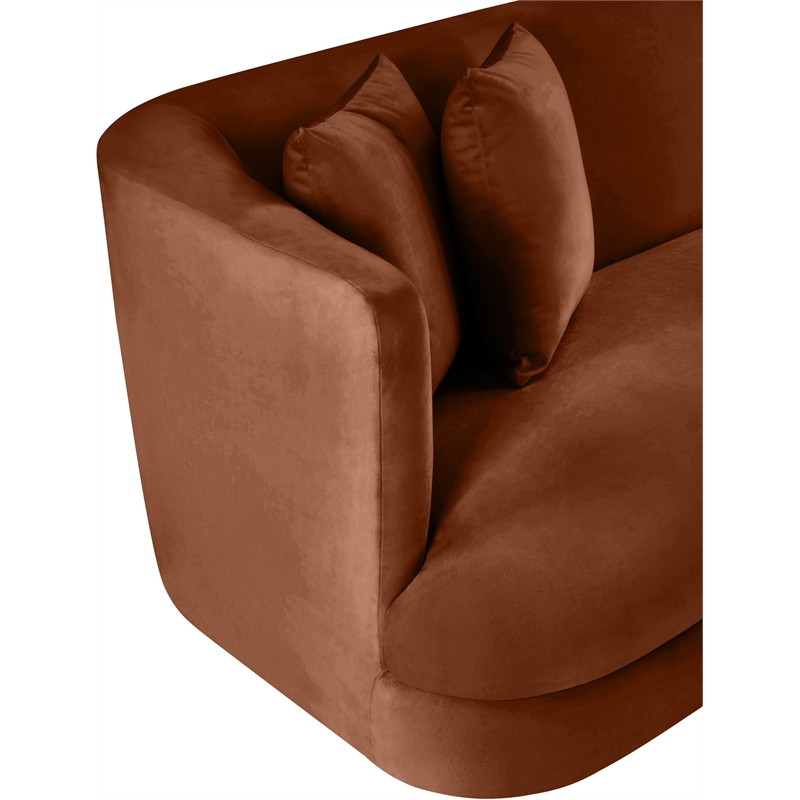 Bowery Hill Contemporary Solid Wood Frame Cognac Durable Velvet Sofa