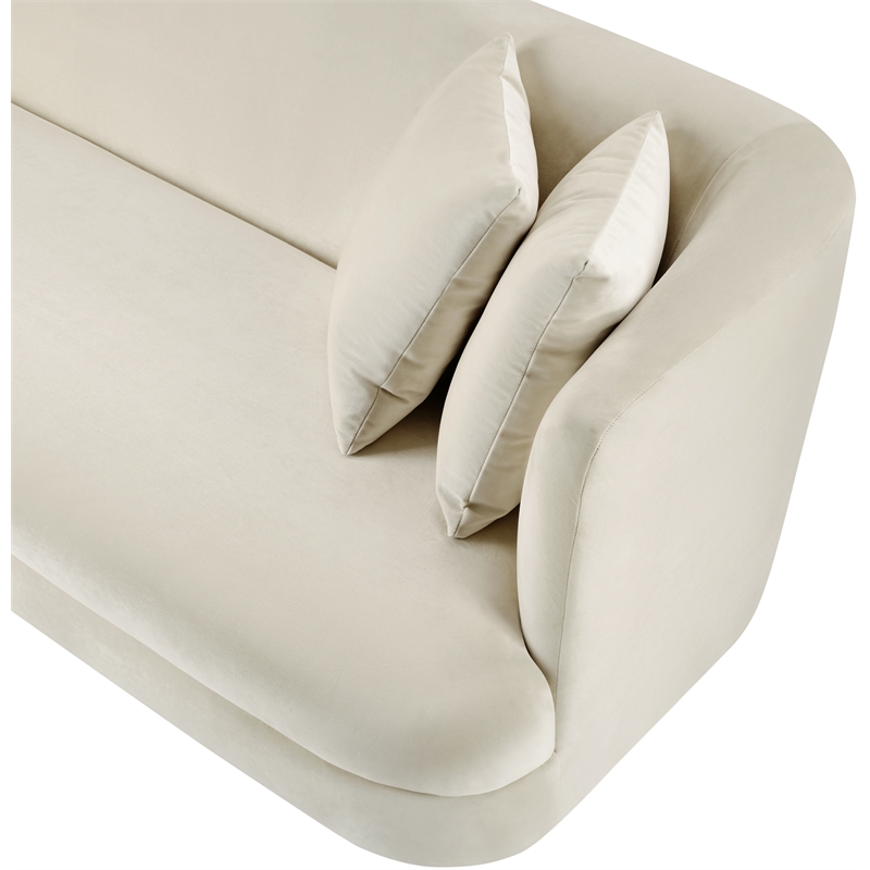 Bowery Hill Contemporary Solid Wood Frame Cream Durable Velvet Sofa