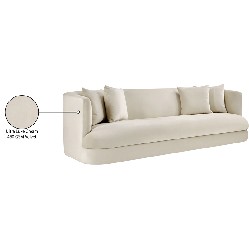 Bowery Hill Contemporary Solid Wood Frame Cream Durable Velvet Sofa