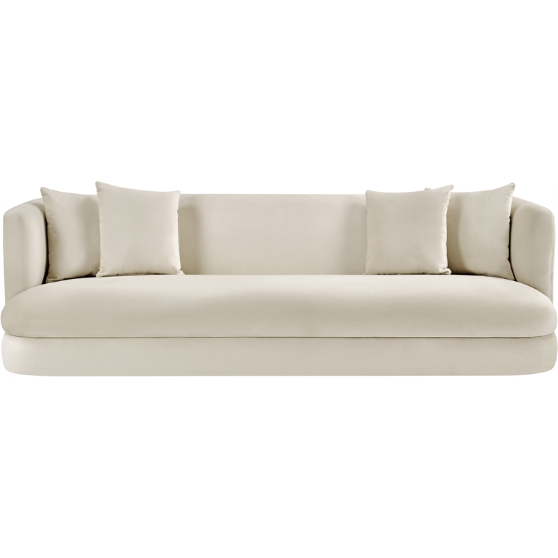 Bowery Hill Contemporary Solid Wood Frame Cream Durable Velvet Sofa